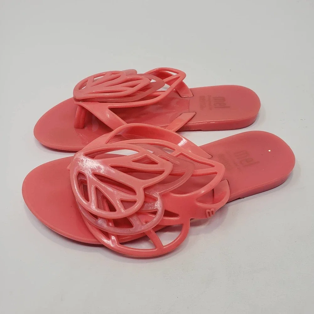 Mel Dreamed by Melissa Butterfly Wing Sandal Size 11 Flip Flop Coral Pink
